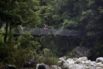 Masako on the Swing bridge at Giants Gate Falls